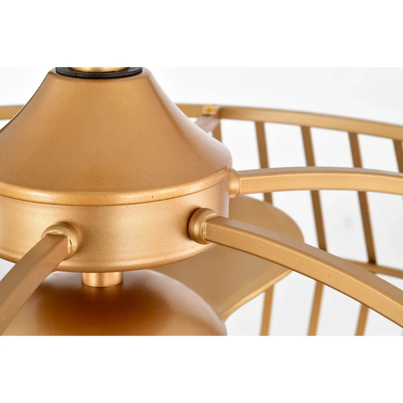 Marcelin 26-inch Matte Gold 6 Lights 3 Blades Lighted Ceiling Fan with Remote