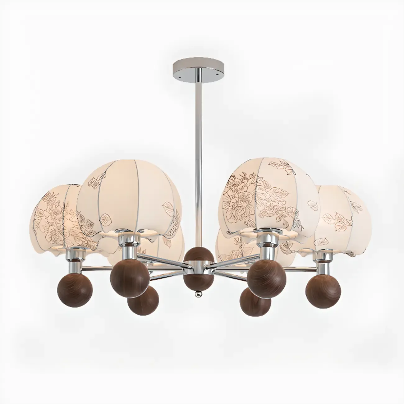 Rustic Beige Flower Fabric Elegant Chandelier