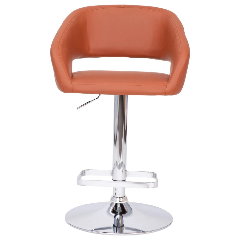 Modern Upholstered Adjustable-Height Barstool with Rounded Back
