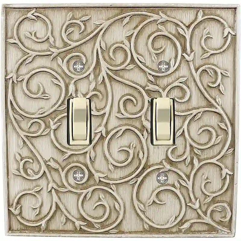 Meriville French Scroll 2 Toggle Wallplate, Double Switch Electrical Cover Plate