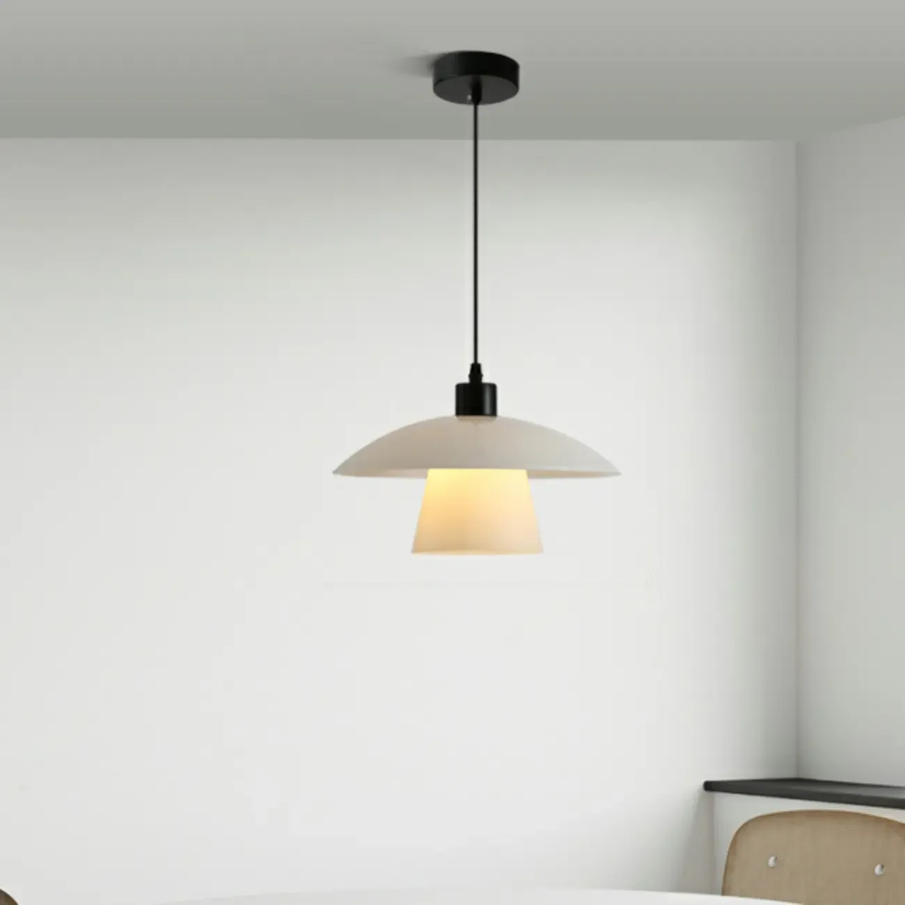 Modern White Glass Adjustable Dining Pendant Lighting