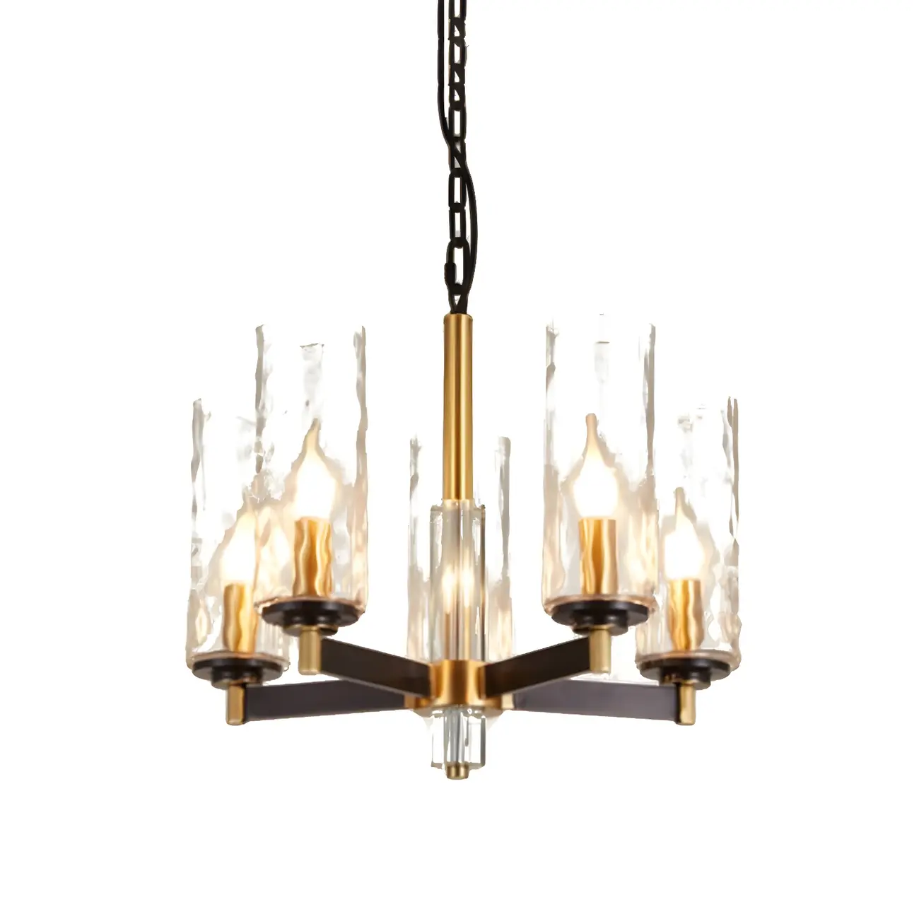 Modern Stylish Black-Gold Cylinder Glass Chandelier
