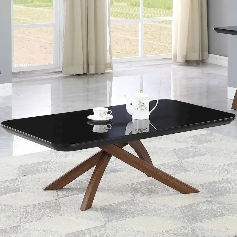 Somette Emerson Sleek Black Glass Cocktail Table