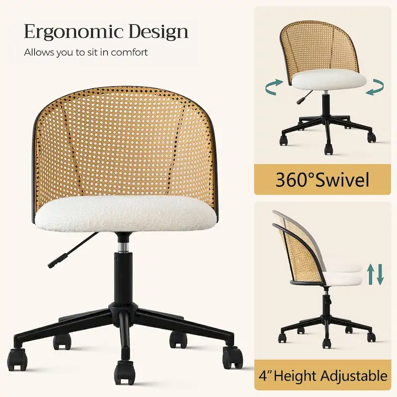 Boucle Rattan Task Chair