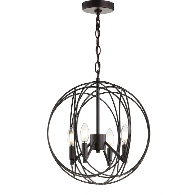 SAFAVIEH Lighting Laszlone Adjustable 4-Light Led Brass Pendant - 15.8 x15.8 x21-93  - Dark Grey - 16Wx16Dx93H