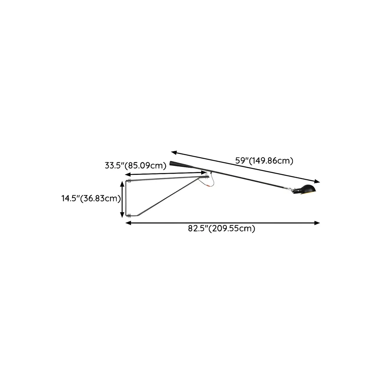 Modern Black Metal Long Arm Swing Wall Light