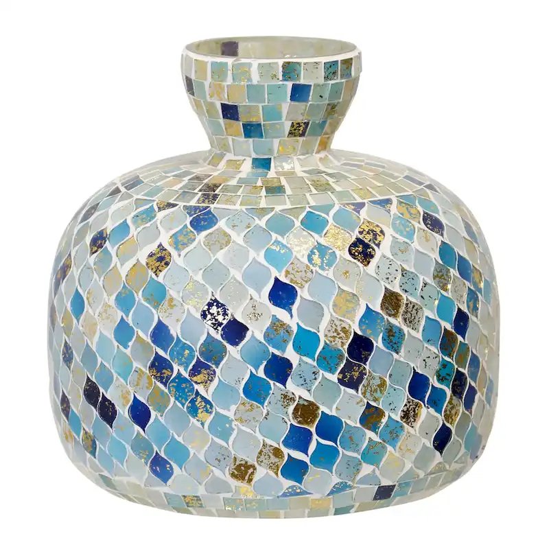 StyleCraft Glass Vase - Blue Mosaic
