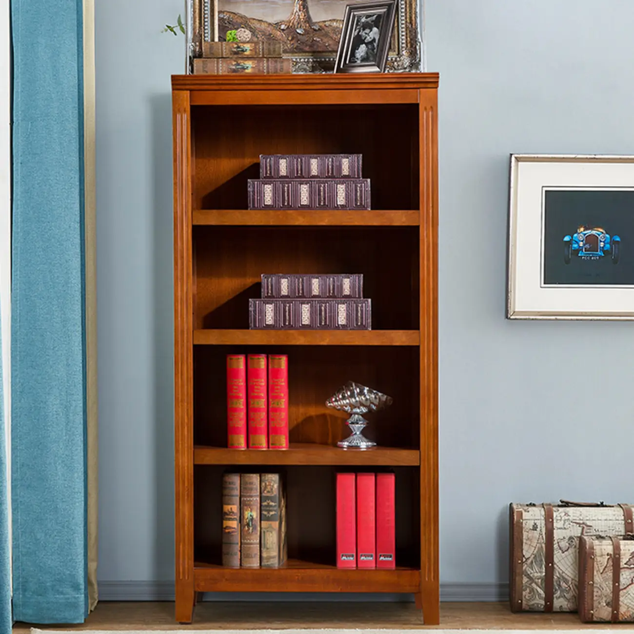 Classic Birch Wood 5-Tier Vertical Barrister Bookcase