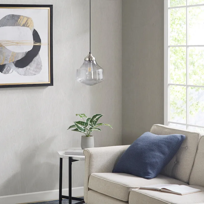 Madison Park Signature Elm Bell-Shaped Glass Pendant