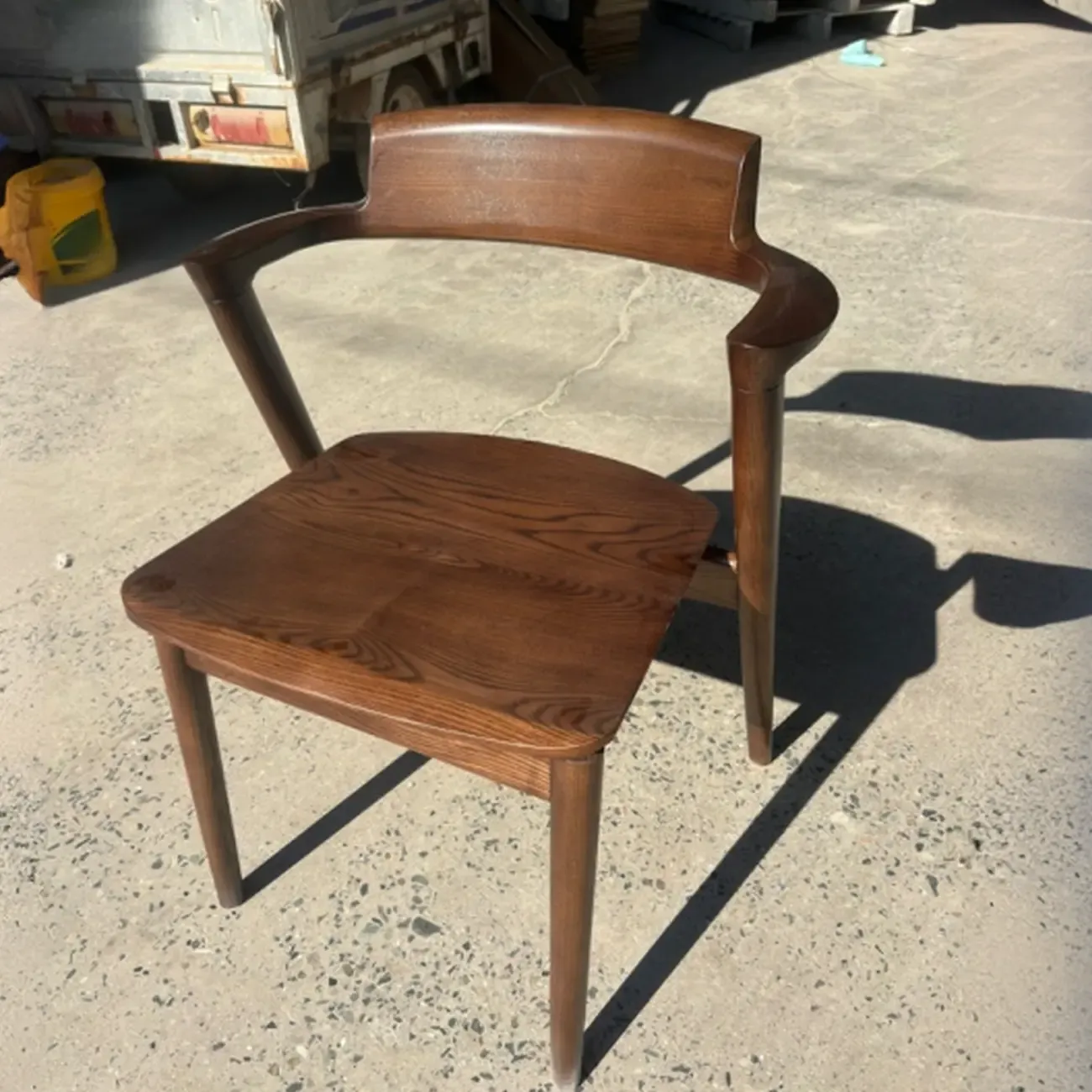 Scandinavian Open Back Armless Walnut Wood Dining Chairs