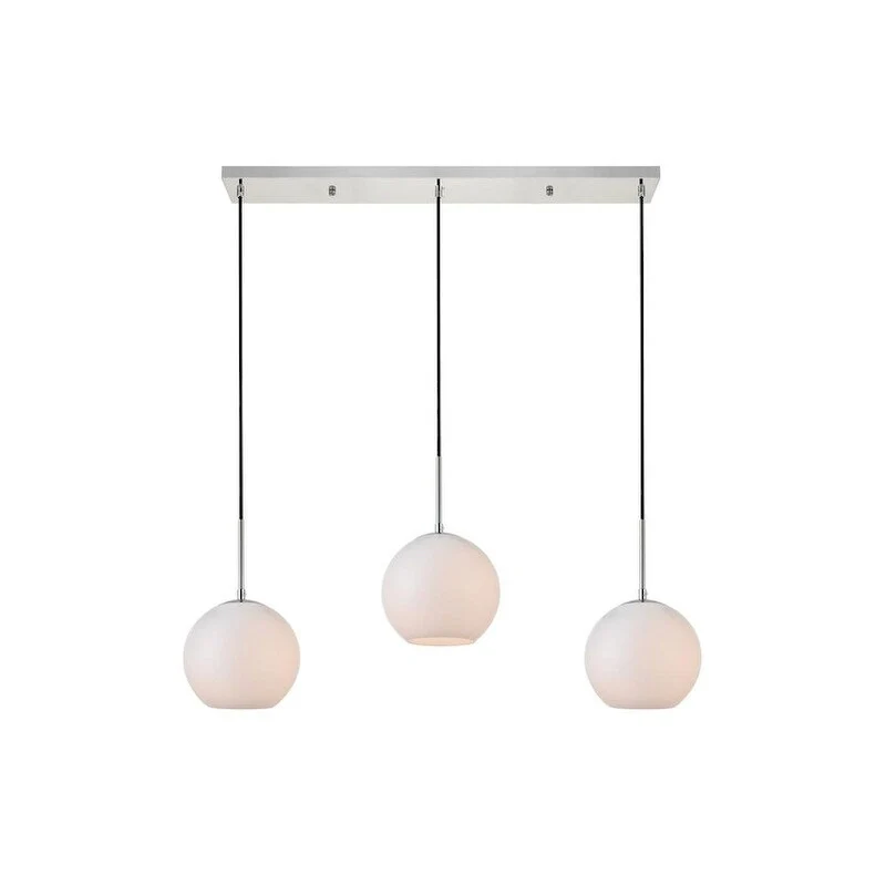 3-Light 36 inch Pendant with Frosted White Glass