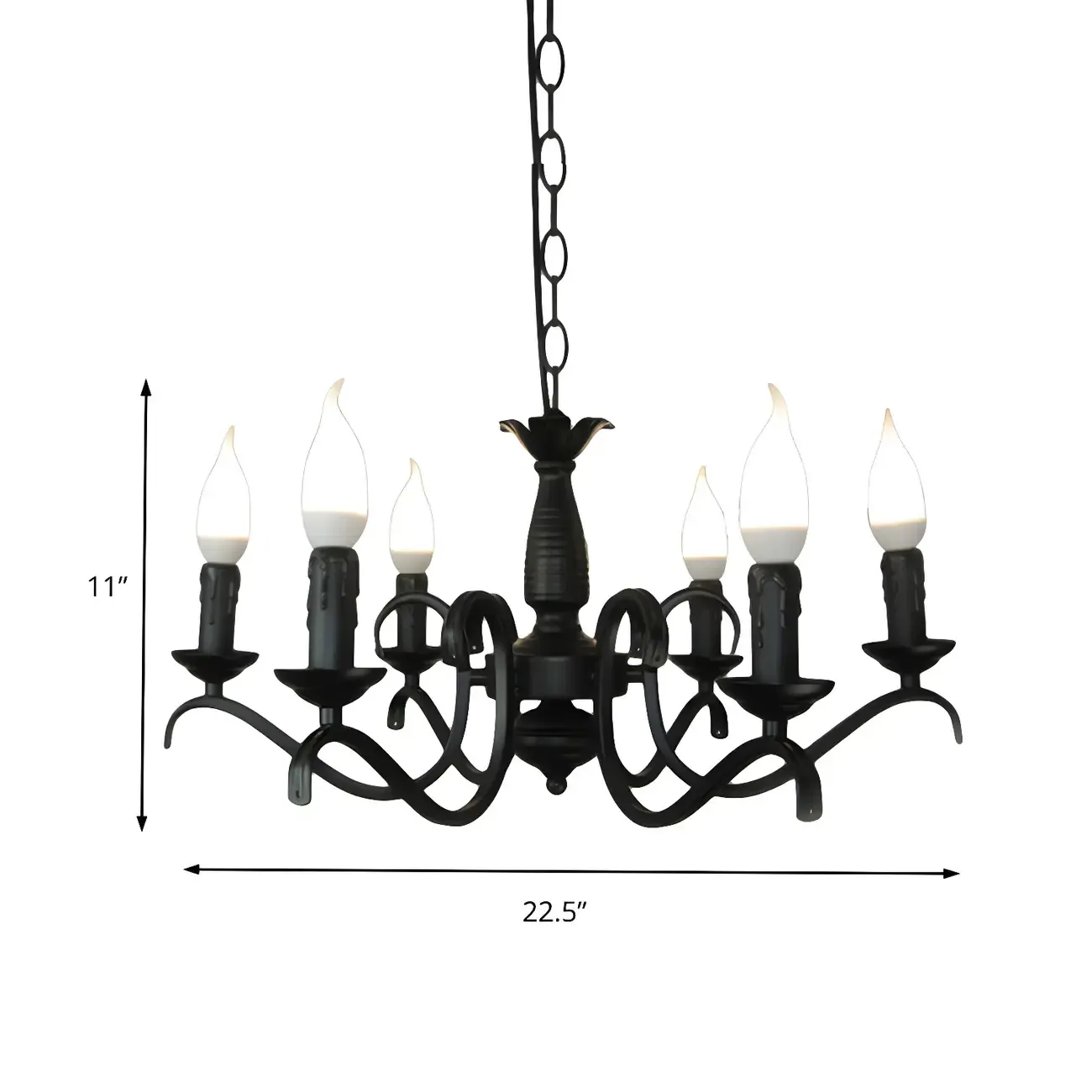 Industrial Black Metal Candelabra Chandelier