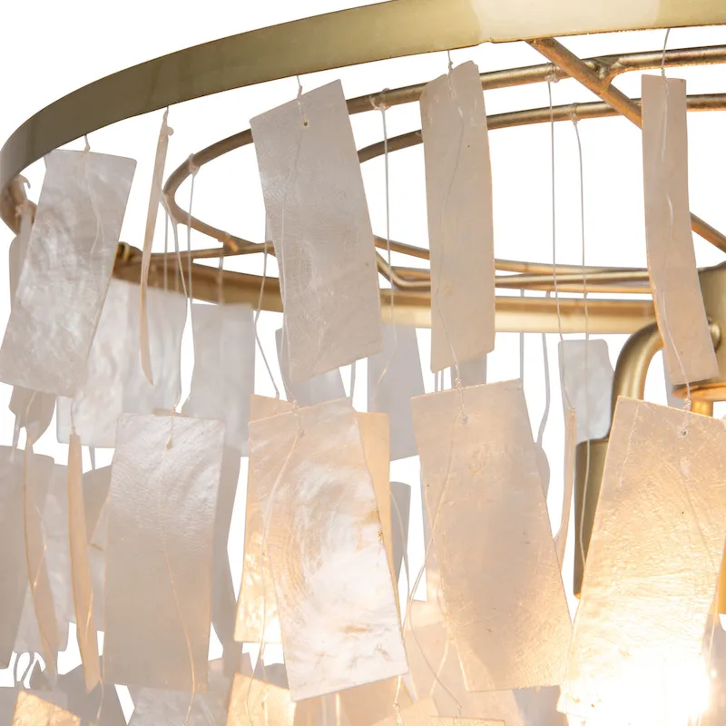 Marina Metal and Natural Capiz Chandelier Style Pendant Ceiling Light