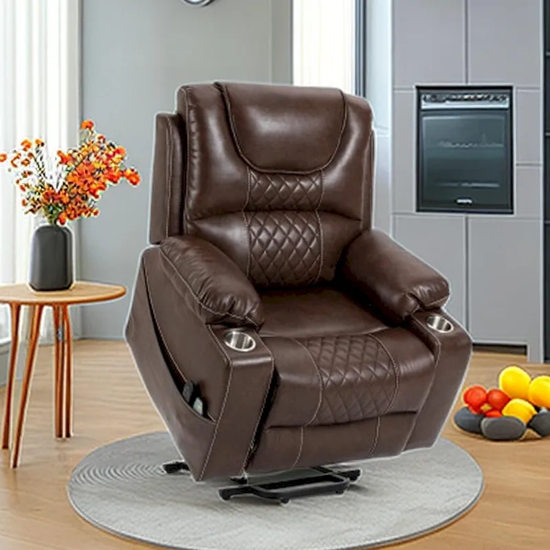 Power Lift Recliner Chair PU Leather with Massage and Heating Reclining Chair for Elderly