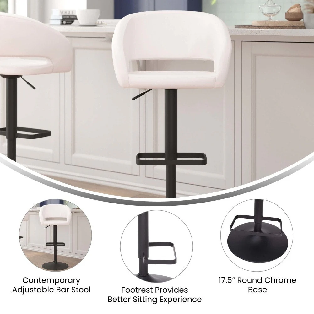 Modern Upholstered Adjustable-Height Barstool with Rounded Back