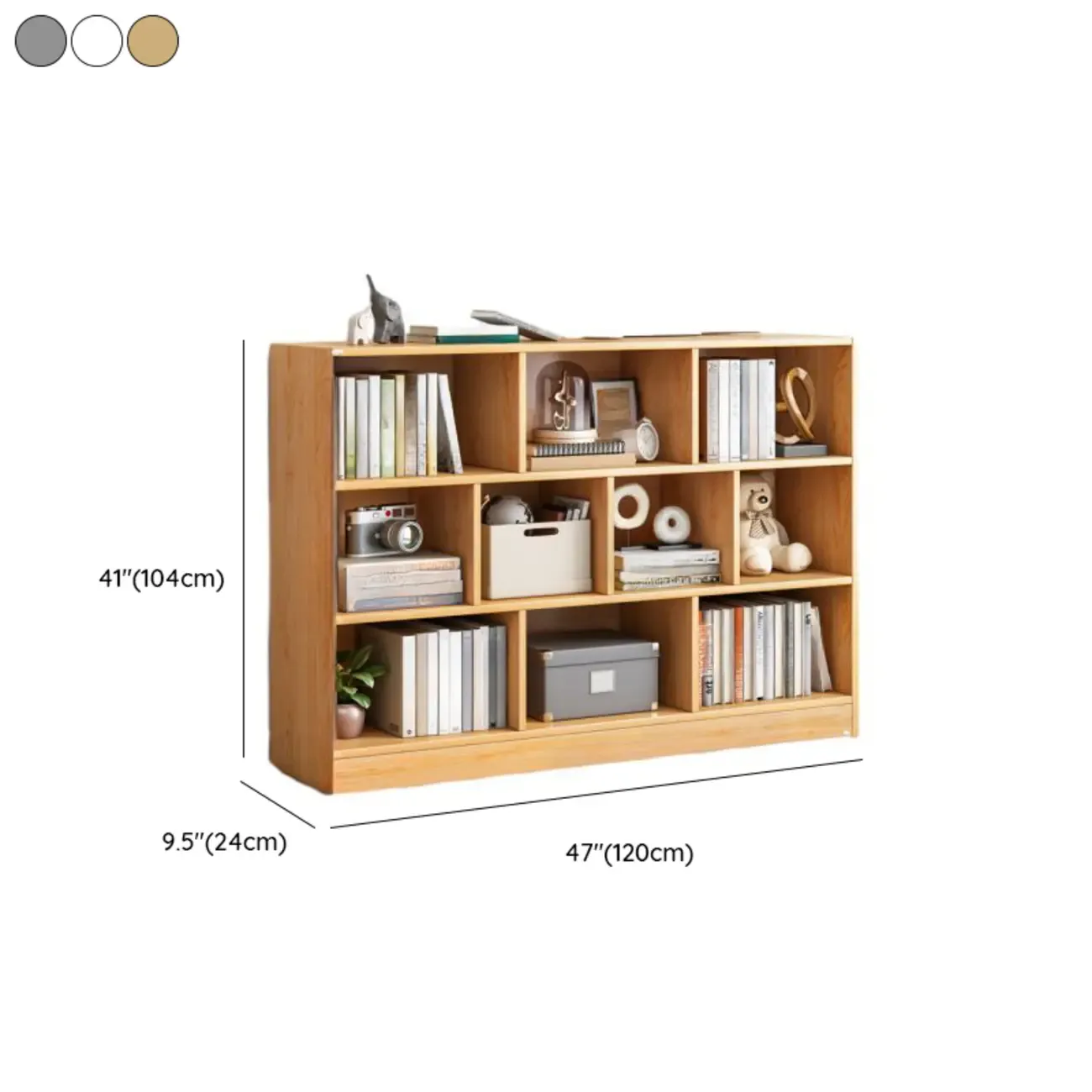 Simple Natural Finish Modular Vertical Wood Bookcase