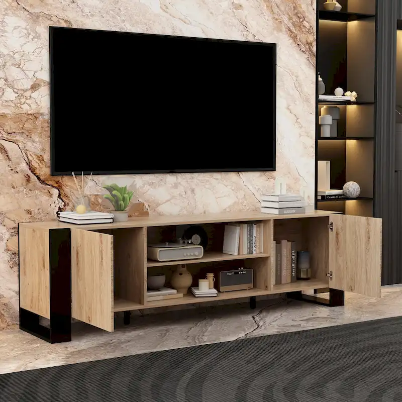 Luxurious TV Stand & Fireplace Combo Integrated LED Fireplace Features