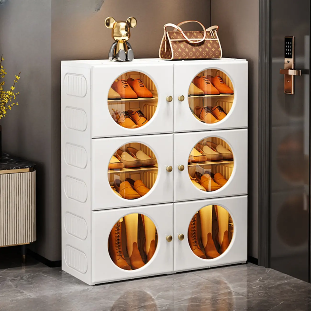 Space-efficient Modern Foldable White Plastic Shoe Cabinet