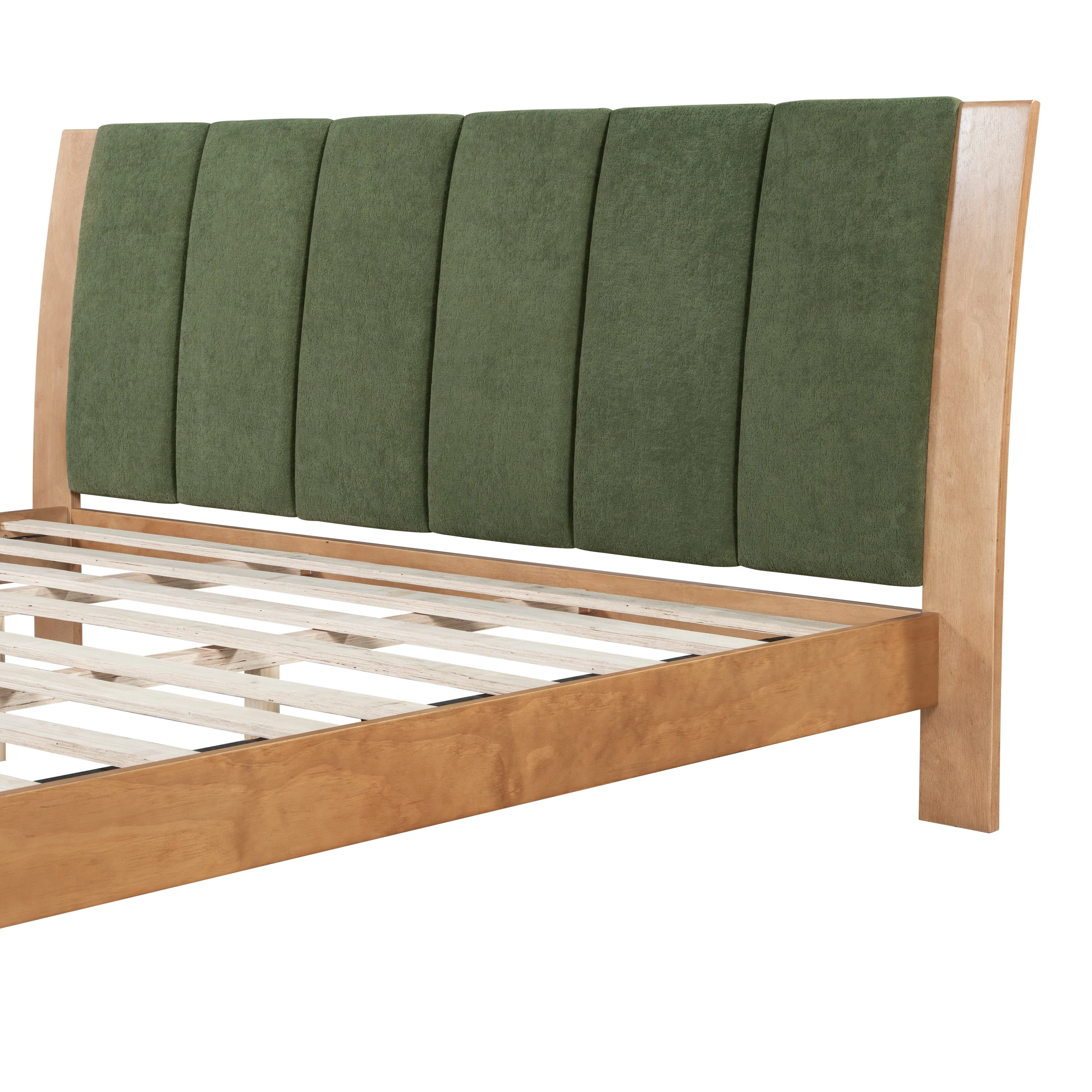 Mid Century Modern Wood and Upholstered Bedframe