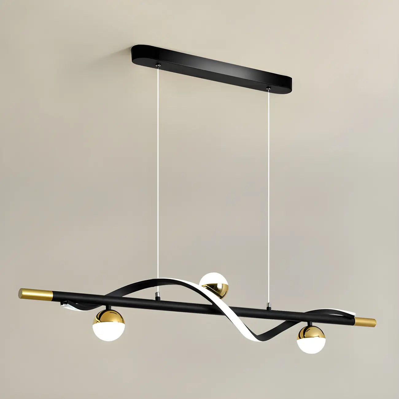 Modern Black Metal Acrylic 4-Light LED Dimming Pendant Light