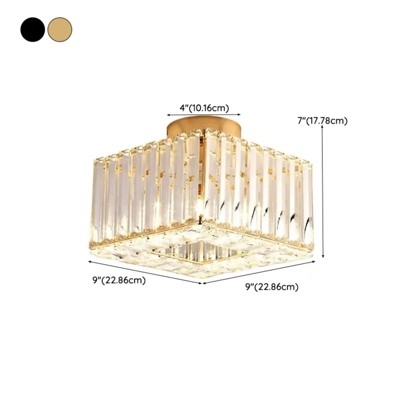 Stylish Square Crystal Semi-Flush LED Ceiling Light