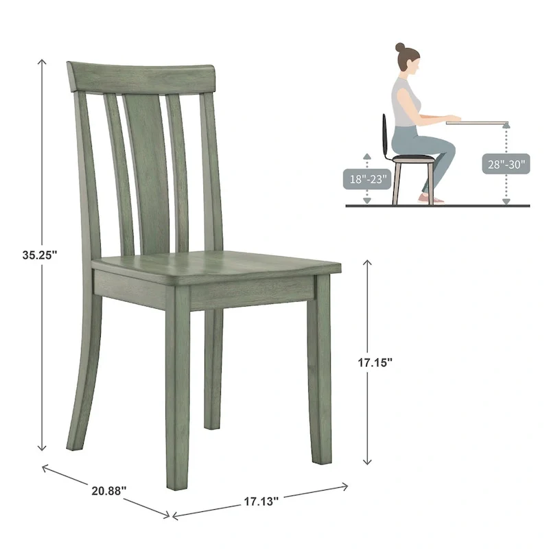 Wilmington II 48-Inch Rectangular Antique Sage Green 5-Piece Dining Set by iNSPIRE Q Classic