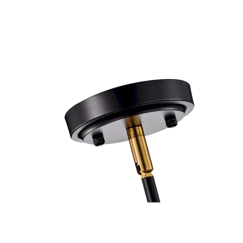 Black and Antique Gold 1-Light 10 Inch Globe Shaped Clear Glass Pendant