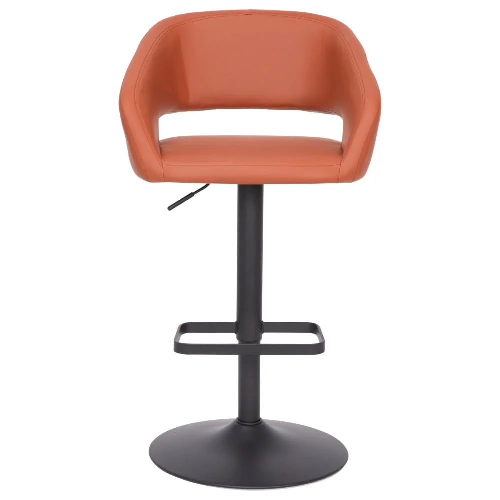 Modern Upholstered Adjustable-Height Barstool with Rounded Back