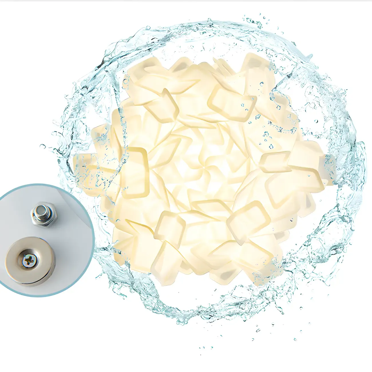 Art Deco White Geometric Plastic LED Flush Mount Ceiling Light