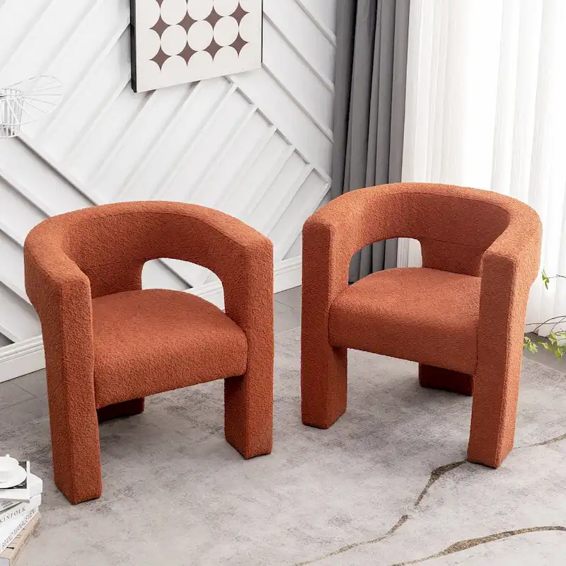 KINWELL 28   Wide Boucle Upholstered Square Armchair (Set of 2)