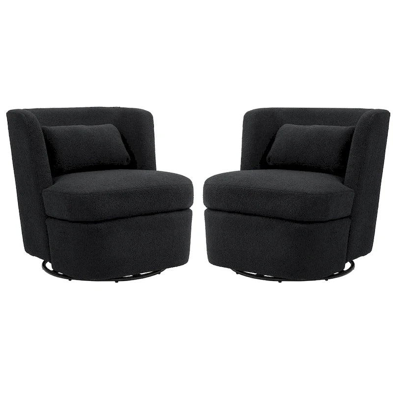 Swivel Accent chairs With Boucle Linen Fabric Set of 2
