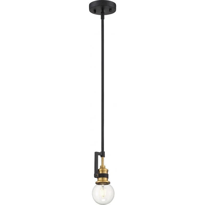Intention 1-Light Mini Pendant Fixture Warm Brass and Black Finish - N/A