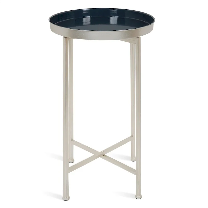 Kate and Laurel Celia Round Metal Foldable Tray Table - 14x14x25.75