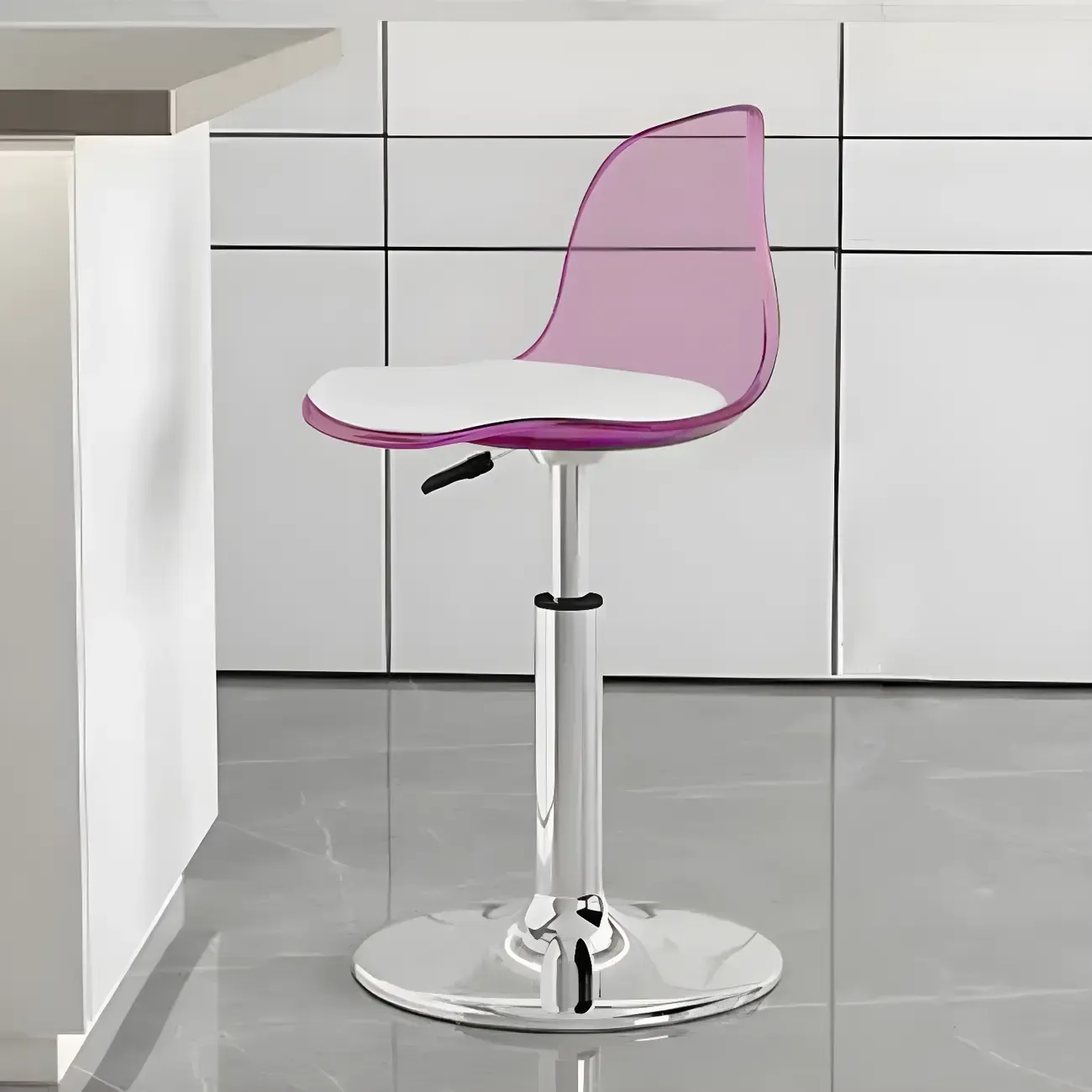 Modern Swivel Cushioned Acrylic Bar Stools with Backs