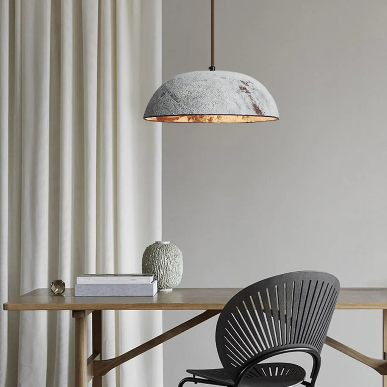 Modern Ceramic Black Bowl Kitchen Pendant Light