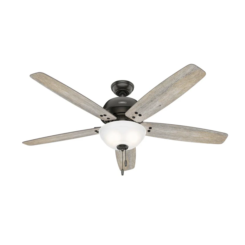 Hunter 60  Reveille Ceiling Fan with LED Light Kit and Pull Chain, Rustic, Transitional