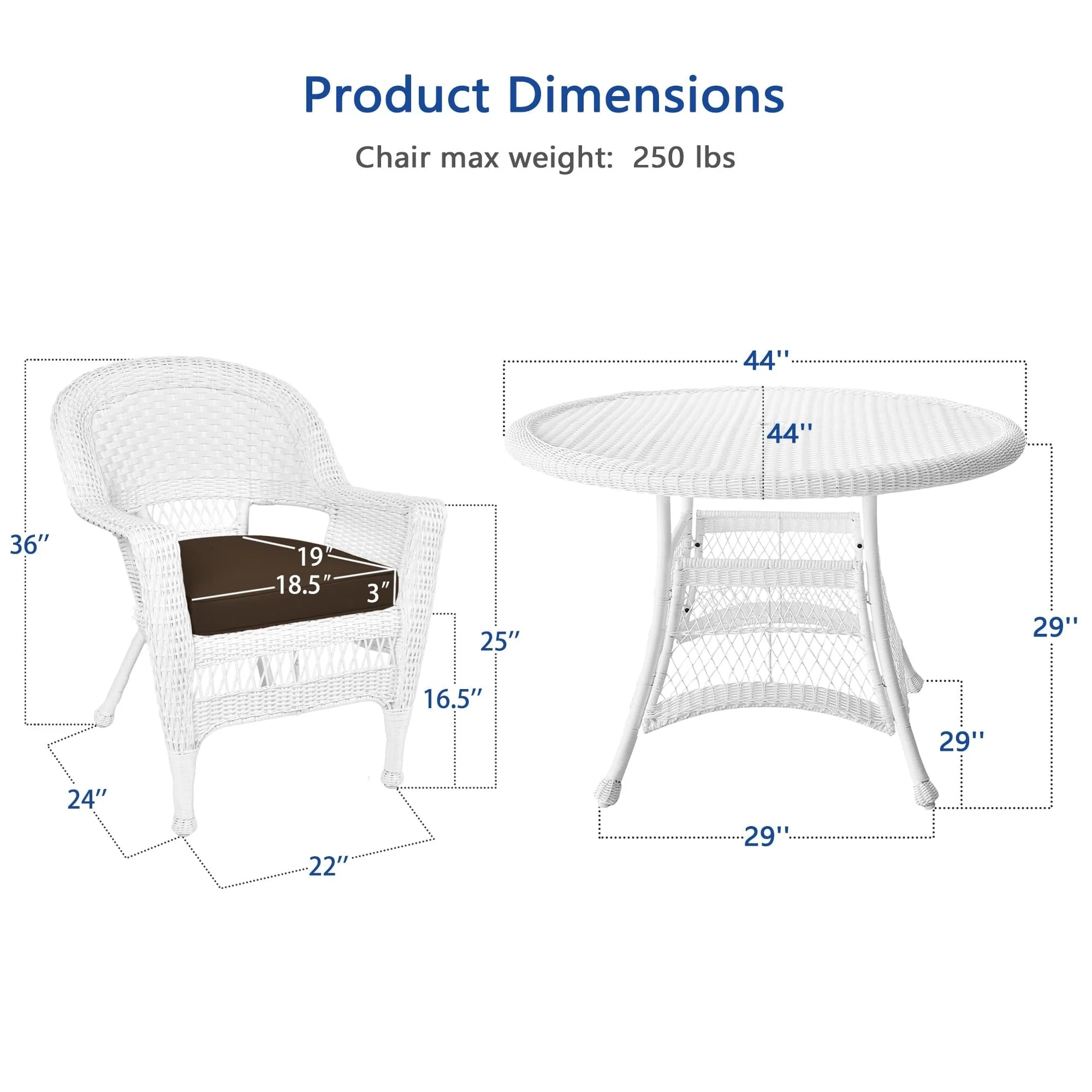 5-piece White Resin Wicker Dining Set