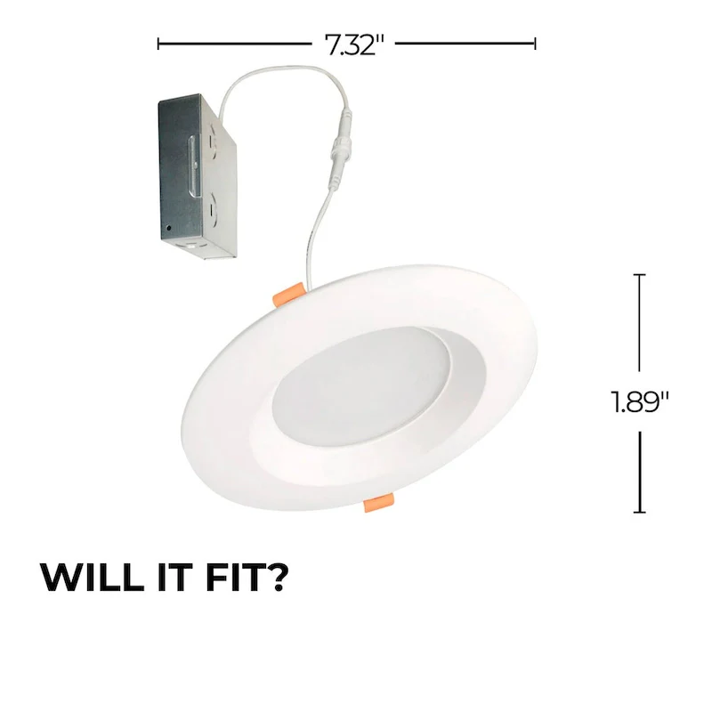 Bulbrite Pack of (4) 14 Watt LED 6  Round Recessed Downlight Fixture with Metal J-Box, 5CCT - 27/30/35/40/50K, 1100 Lumens