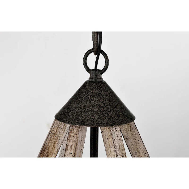 Cydney 16 Inch Geometric Shape Wood Grain Finish Pendant 6 Light