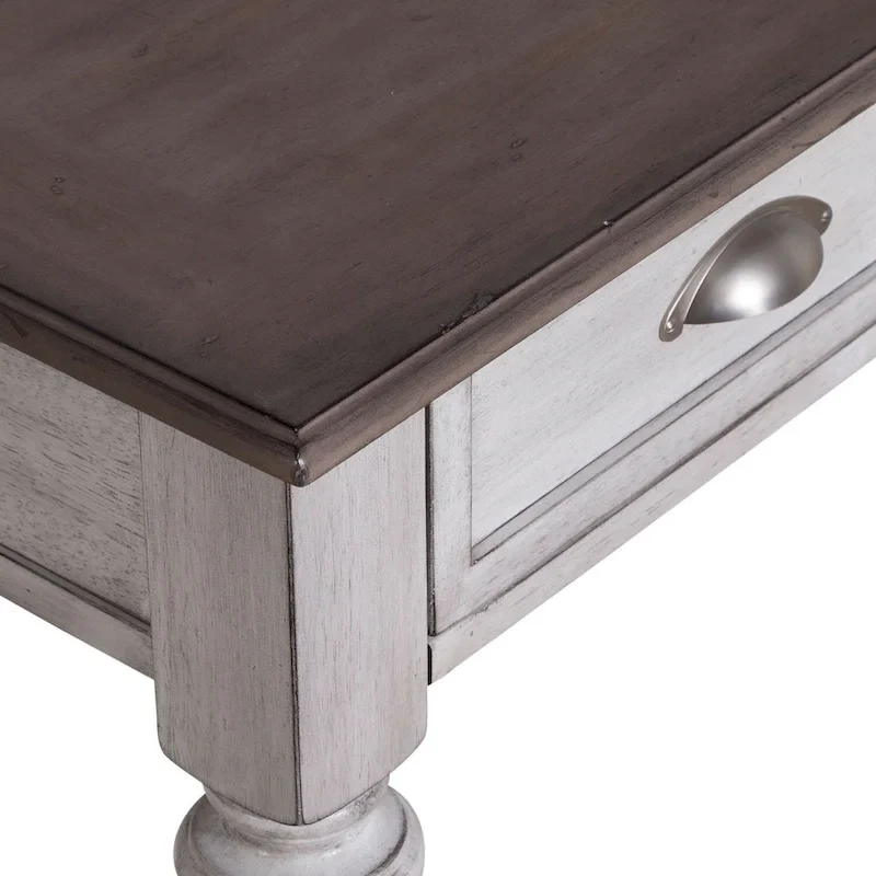 Ocean Isle Antique White & Weathered Pine 3-Piece Cocktail Table Set