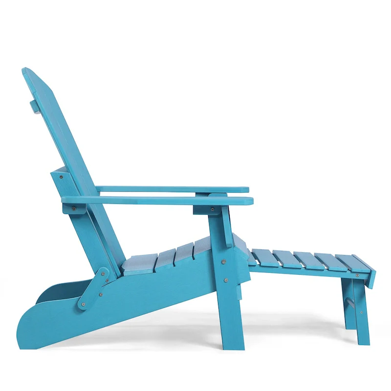 Seaton Folding Poly Adirondack Chair with Pull-out Ottoman, Set of 2