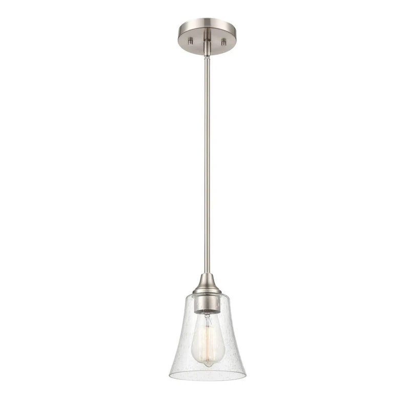Millennium Lighting Caily 1 Light Pendant in Brushed Nickel or Matte Black with Seeded Glass Shade