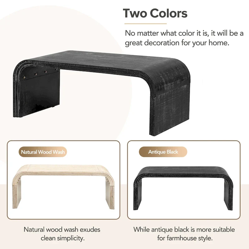 Coffee Table with Curved Art Deco Design - 23.60 x 47.20 x 18.50