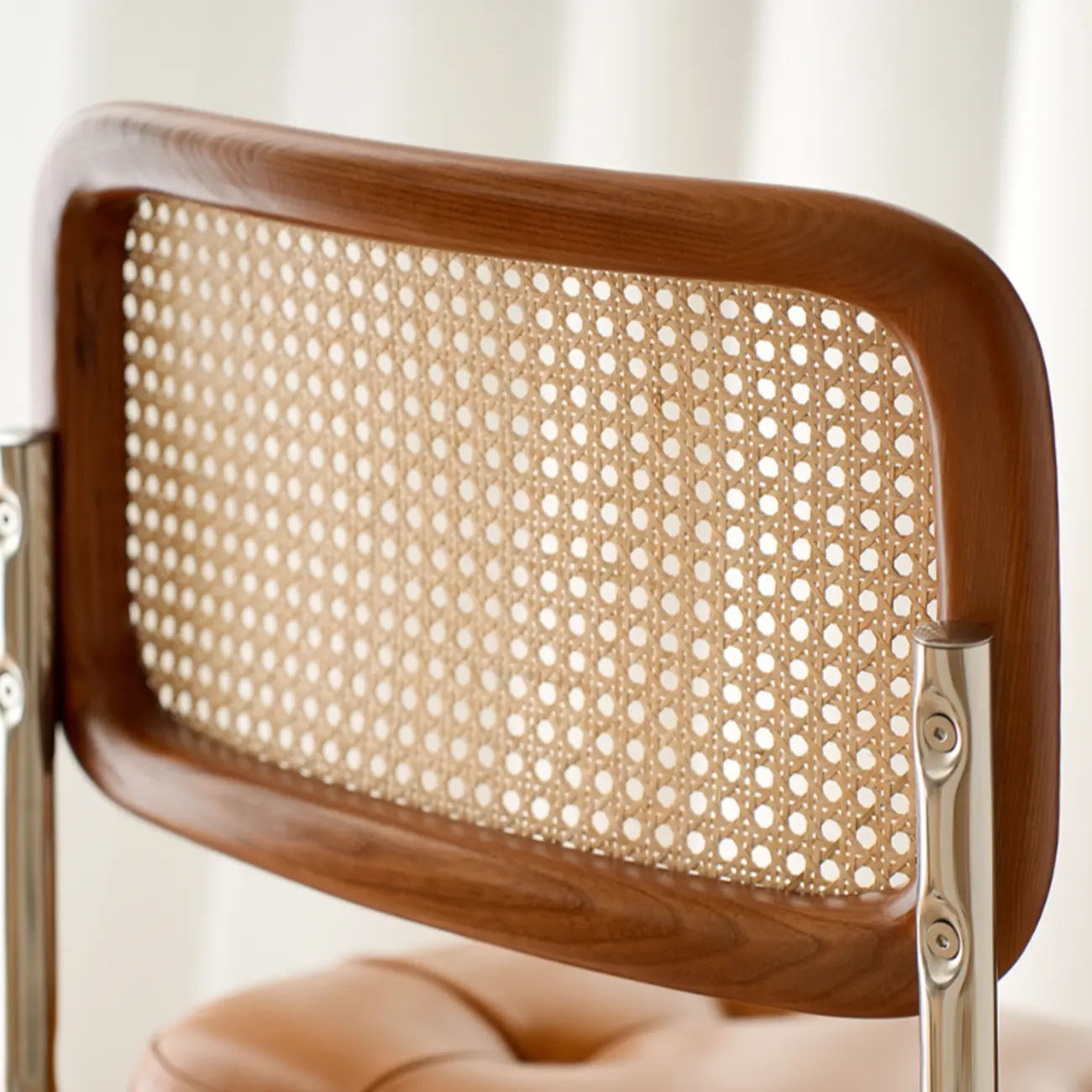 Scandinavian Tufted Leather Armless Dining Chair