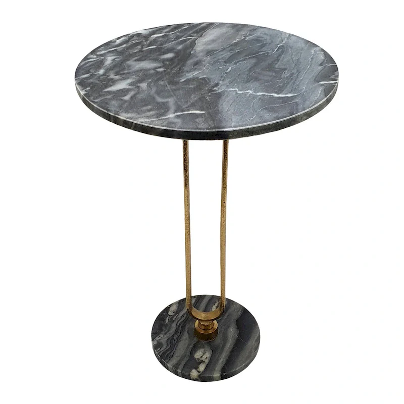 A&B Home Alexus Oval Steam Marble Table - Black/Gold