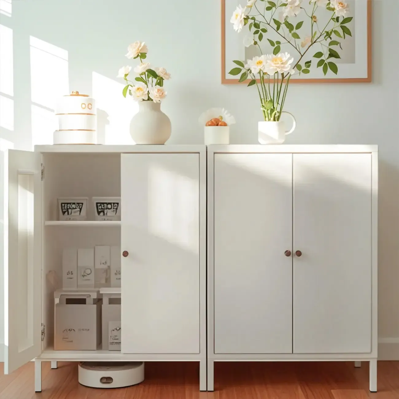 3/4 Shelves Wooden Storage Cabinet with Standard Length