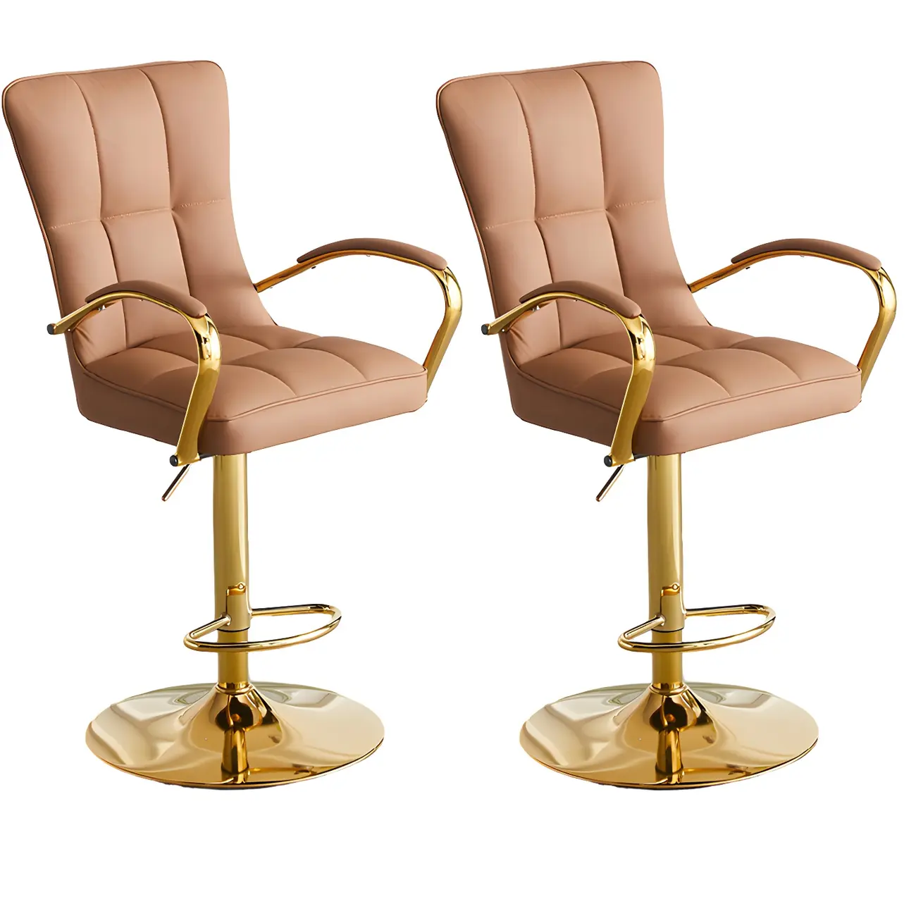 Glam Leather Adjustable Bar Stools with High Back