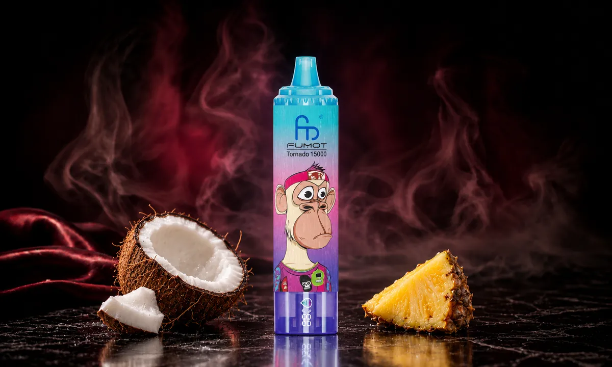 FUMOT Tornado 15000 Pina Colada – E-Zigarette in einer atmosphärischen Produktszene