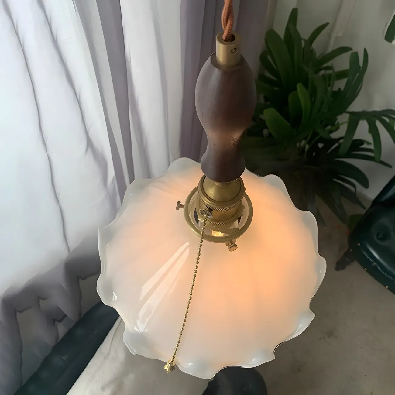 Modern Gold Accent Glass Flower Pendant Light