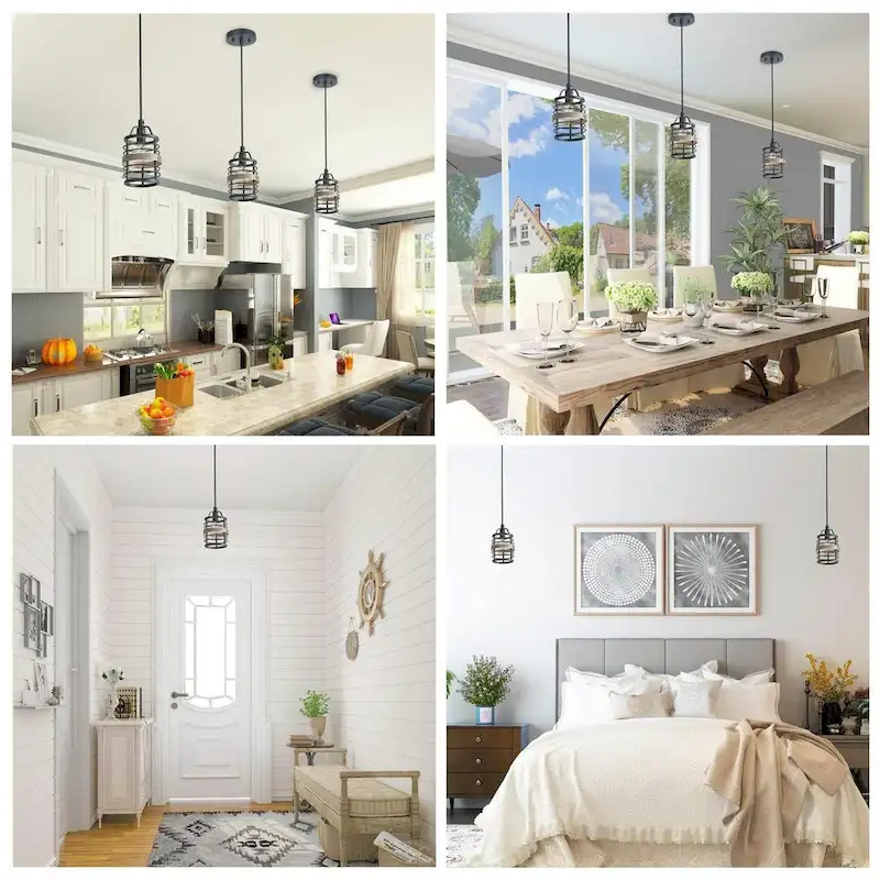 Carbon Loft Farmhouse 1-Light Cage Island Pendant Light - D4.7 *H7.9